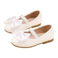 thumbnail image 3 of newwalpole Girls Dress Shoes Toddler Little Kid Flats Mary Jane School Bowknot Flower Girl Party Ballerina Flat Shoes White for Size 6, 3 of 9