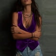 thumbnail image 6 of Women's Sleeveless Velvet Button Vest, V-Neck Fitted Waistcoat for Office Days and Lounging at Home Purple S, 6 of 7