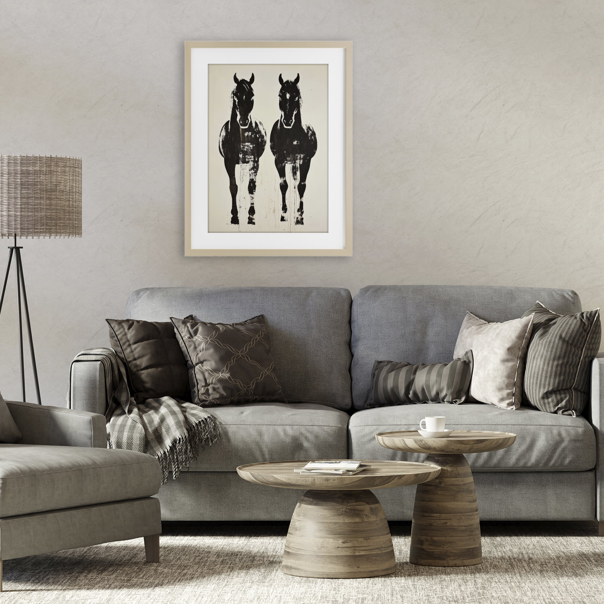 Stupell Industries Silhouetted Horse Couple Birch Framed Print Under Glass, design by Petal Prints Design