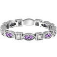 thumbnail image 3 of Amethyst and Diamond Eternity Anniversary Ring Band 14k White Gold, 3 of 3