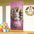 thumbnail image 4 of Stijggn Easter Banner Holiday Front Door Cover Spring Door Banner Easter Bunny Door Decorative Colorful Flower Rabbit Background for Spring Easter Front Door Porch Sign Banner Decor, 4 of 6