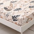 thumbnail image 3 of Piece Teal Leaves Printed Sheet Set Queen Size Soft Botanical Microfiber Sheets with Pillowcases Deep Pocket, 3 of 8