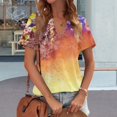 thumbnail image 4 of Red Women's Short Sleeve T-shirt, Womens Tops Summer Short Sleeve V Neck Blouses Business Casual Loose Fit Tshirts Trendy Fashion Outfits,Women's Short sleeve T-shirt S, 4 of 4