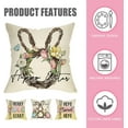 thumbnail image 2 of Happy Easter Hunny Bunny Decorative Throw Pillow Covers 18 x 18 Set of 4, Home Sweet Home Rabbit Wreath Porch Patio Outdoor Pillowcase, Egg Hunt Tulip Flower Stripes Cushion Case Home Decor, 2 of 5