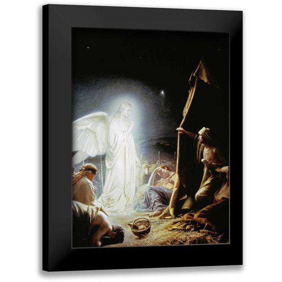 Bloch, Carl 11x14 Black Modern Framed Museum Art Print Titled - Angel and the Shepherds
