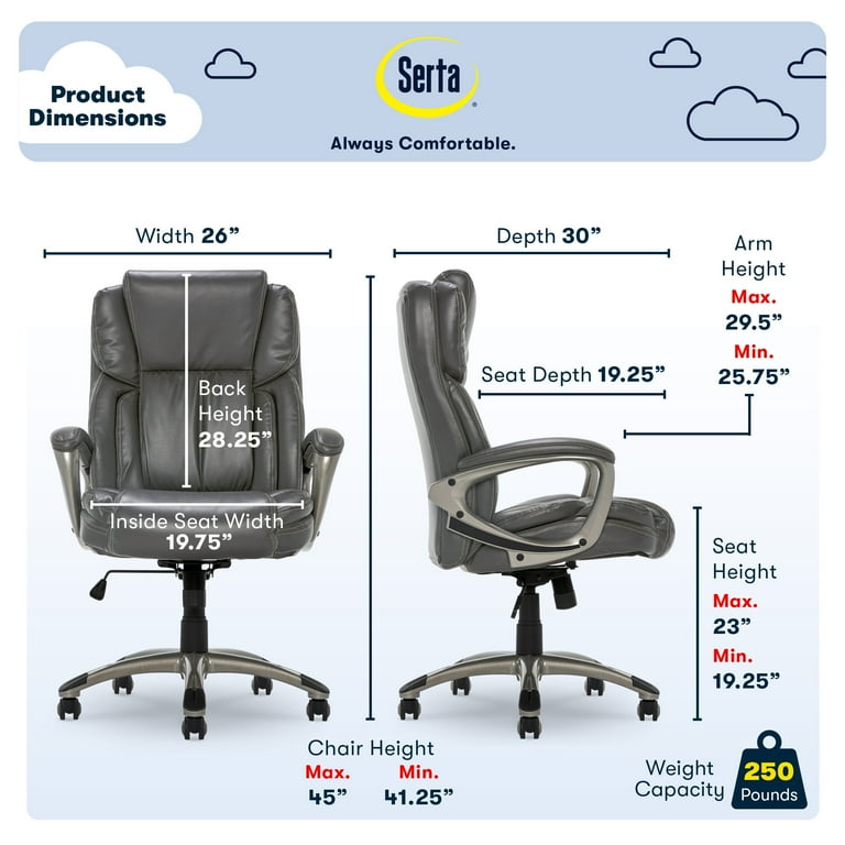 Serta Garret Ergonomic Executive Office Chair Bonded Leather Brown