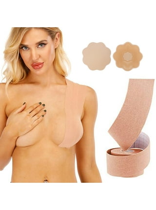 No Bra Solution Push Up Sticky Bra Breast Lift Tape Body Invisible Bra Boob  Tape Instant Breast Lift Women Nipple Cover BLACK 3.8CM&5M 