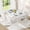 White, variant on MIERES Marble Dining Table Set for 4, Faux Marble Kitchen Table and Chairs Set, Rectangle Dining Table with 4 Leather Dining Chairs, 5 Pieces Dinette Sets for Breakfast Nook, Apartment, Black
