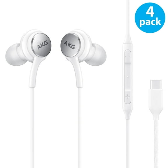 4-Pack in-Ear AKG Wired Earbuds with Microphone – USB-C Earbuds with Braided Cable – AKG Headphones with Mic Compatible with Samsung Galaxy S24 Ultra, S24 , S24, S23, S22, S21, S10, S10E & iPhone 15