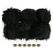 Uxcell Fluffy Soft Faux Fur Pom Poms for Hats with Snap Button, Black 6Pack