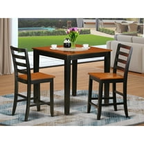 East West Furniture Pub 3-piece Wood Dining Table Set in Black and Cherry