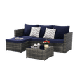 thumbnail image 7 of 3 Pieces Patio Furniture Set,All-Weather Outdoor Woven Sectional L- Shaped Sofa with Ottoman,Wicker Conversation Set with Tempered Glass Coffee Table for Backyard Poolside,Dark Blue, 7 of 7