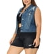thumbnail image 4 of Chaleco de mezclilla sin mangas con botones para mujer de tallas grandes Agnes Orinda 4X azul rasgado, 4 of 7