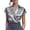 Gray-01, variant on Women's Satin Wrap V-Neck Blouses Short Sleeve Collared Casual Tops, Silky Elegant Shirts for Office
