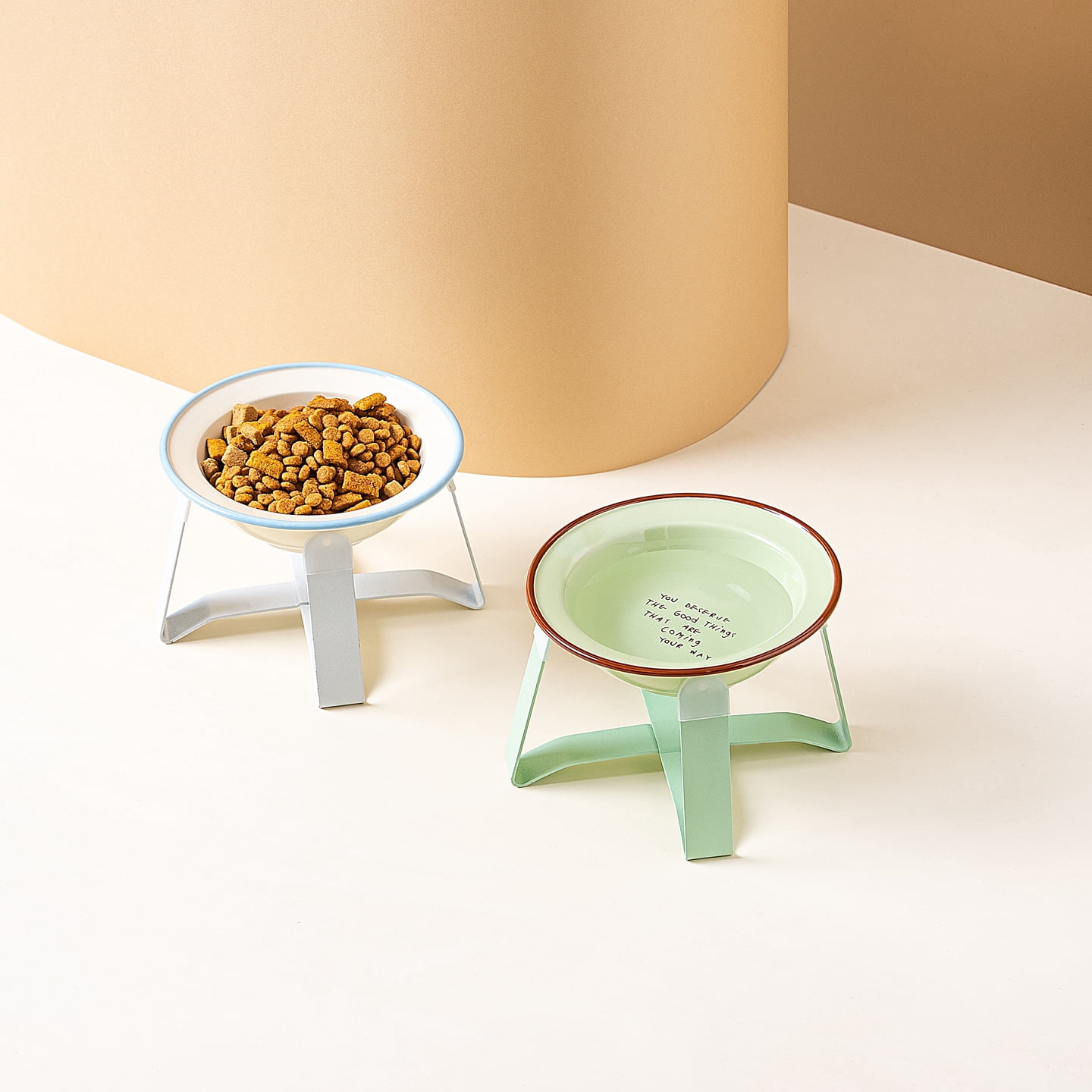 Elevated Ceramic Pet Bowl, Spine Friendly Raised Feeding Bowl, Stylish Food Basin for Cats and Dogs