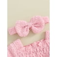 thumbnail image 6 of FEORJGP Infant Baby Girl 2 Piece Summer Outfits Newborn 3M 6M 9M 12M 18M Bubble Short Sleeve Romper Square Neck Bodysuit Solid Color Ruched Jumpsuit wband Set Toddler Casual Princess Clothes, 6 of 9