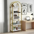 thumbnail image 4 of Memoryfield 5 Tier Arched Bookshelf, Industrial Open Back Bookcase, Modern Freestanding Display Shelving Unit Storage Rack with Metal Frame for Bedroom Living Room, White, 4 of 8
