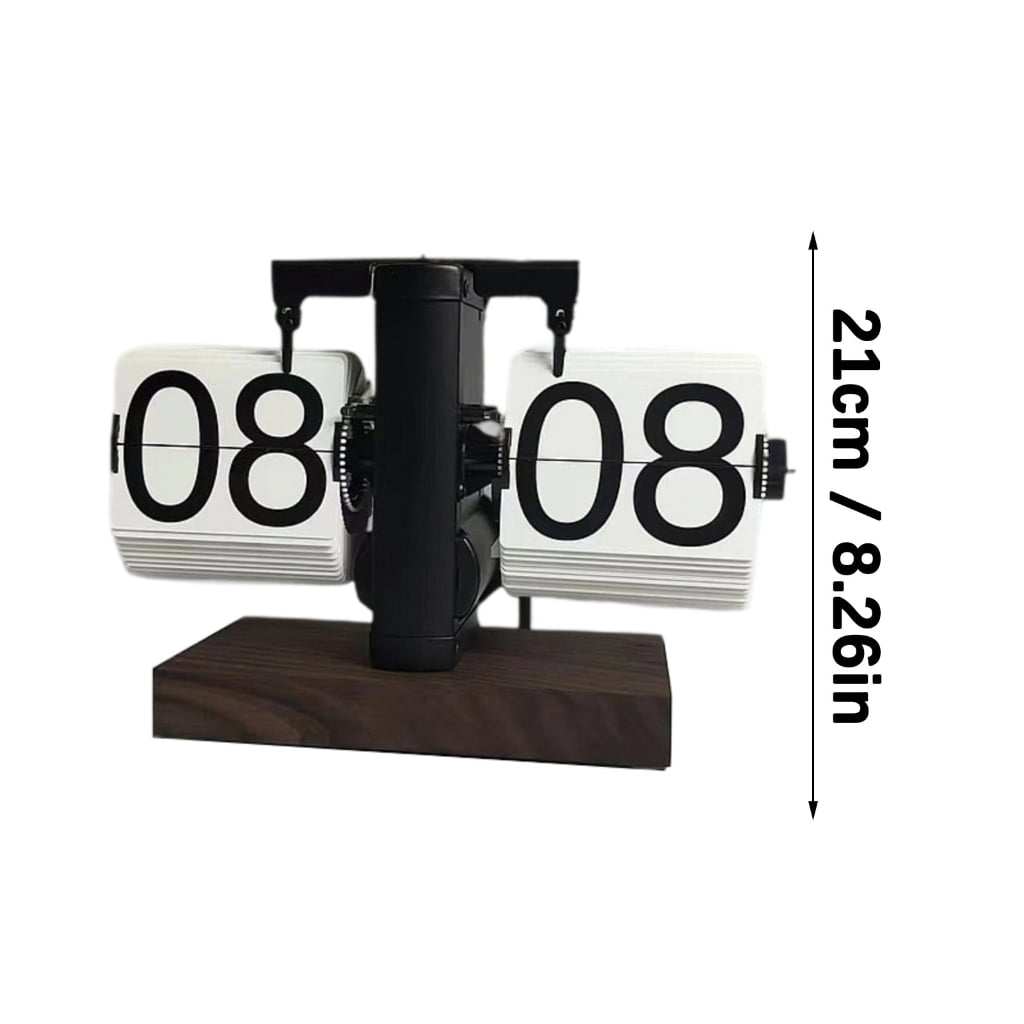 Automatic Flip Clock 24 Hour Quartz Movement Large Clear Numbers Wooden Design