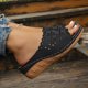 thumbnail image 5 of Sandalias de Cuña de las Mujeres de Moda Versátil de la Playa Peep-Toe Zapatillas de Pie Abierto para la Primavera Y el Verano, 5 of 9