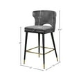 thumbnail image 3 of Meridian Furniture Kelly 28"H Velvet Counter Stool in Gray (Set of 2), 3 of 5