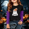 thumbnail image 3 of Abcomgle Halloween Shirts for Girls 5t Cute Ghost with Hat Graphic T-Shirts for Girls Crewneck Raglan Long Sleeve T-Shirts for Kid Girls Fall Funny Tee Top Girls, 3 of 7