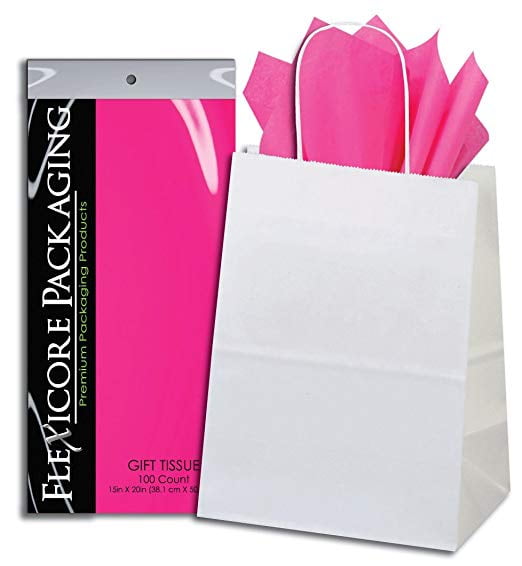 100ct Hot Pink Gift Tissue Flexicore Packaging Details about   50ct White Paper Gift Bags 