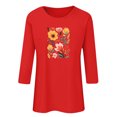 thumbnail image 6 of Runfenguu Workout Top For Women Womens Graphic Tees Ladies' Fashion Floral Printed Round Neck 3/4 Sleeve T-Shirt Shirt Sleeve Round Neck Top/Shirt, 6 of 6