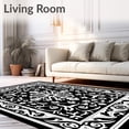 thumbnail image 2 of ODIKA 5'x7' Machine Washable Non-Slip Area Rug, Vintage Damask Scroll with Ornamental Vine Details High Traffic Rug with Pad, Black, 590777, 2 of 8