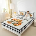 thumbnail image 4 of jejeloiu Autumn Fall Maples Twin Sheet Sets,Orange Pumpkin Sunflower Twin Fitted Sheet,White Black Plaid Flat Sheet For Child,Ultra Soft Home Decor,3 Pieces, 4 of 7