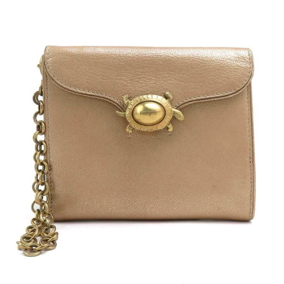 Pre-Owned Salvatore Ferragamo Women's Bifold Wallet in Leather and Metal, Gold... (Good)