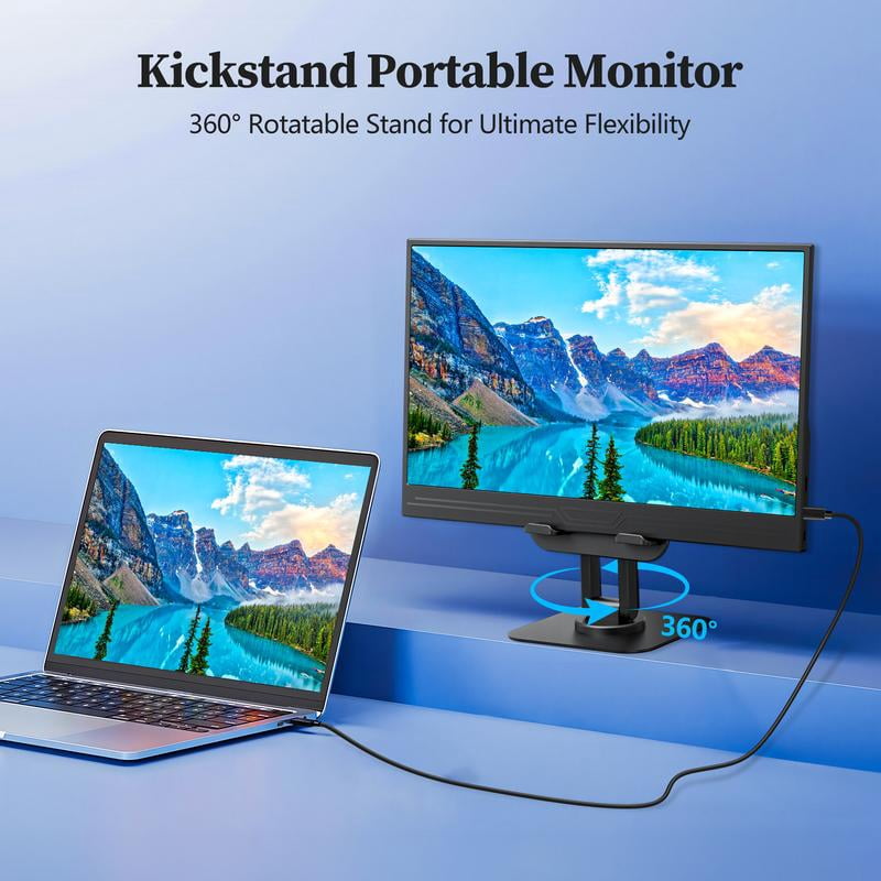 VEOUT Portable Monitor 13.3 inch FHD 1080P IPS FreeSync USB C and HDMI Ultra Slim with Stand for Gaming and Office