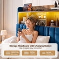 thumbnail image 6 of ARICOEASY Velvet Upholstered Storage Bed Frames with Strong Wood Slats Support, Noise Free, No Box Spring Needed, Easy Assembly, Queen Size, Navy Blue, 6 of 9