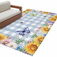 thumbnail image 2 of Area Rug for Living Room, Sunflowers Non-Slip Indoor Large Carpet for Bedroom/Dining Room, Spring Watercolor Flowers Butterflies Hydrangea Blue Washable Low-Profile Floor Mat Runner Rugs - 3 x 5 Ft, 2 of 7
