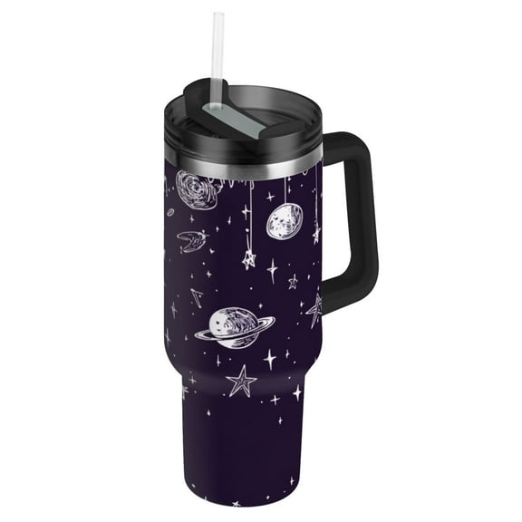Celestial Hanging Decor Insulated Tumblers 40oz Double-Walled Stainless Steel Handheld with Adjustable Handle