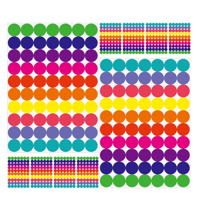 UPOUART Removable Assorted Color Round Dot Stickers for Office Inventory Color Coding and Sealing Labels