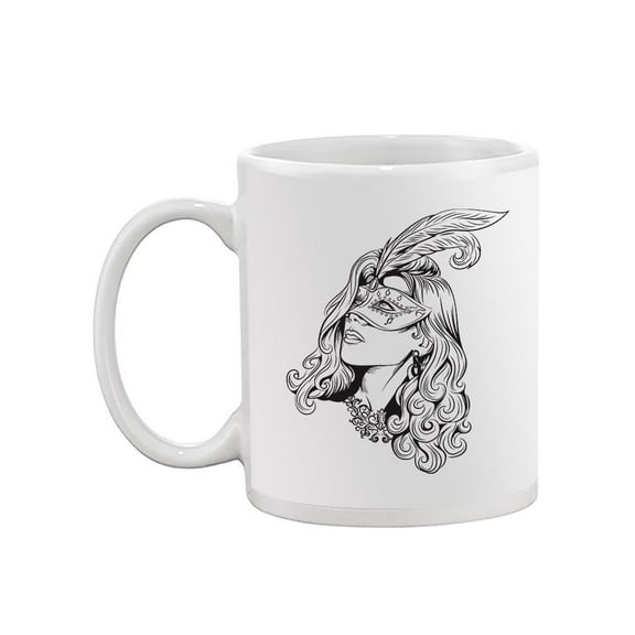 Beautiful Girl In Mask Mug - Image by Shutterstock