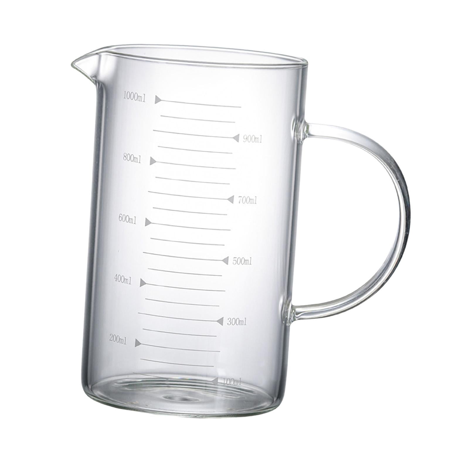 Fiocias Glass Cup with Scale Hot Cold Drink Pitcher Large Capacity Measuring Cup for Tea 1000ml