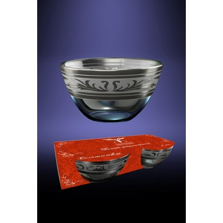 Platinum Rim Soup Plate - Crystal Goose GX-09-1542, Clear Glass Salad Bowl with Platinum-Plated Rim, Serving Dessert Soup Bowl with Platinum Sputtering, Gift Box