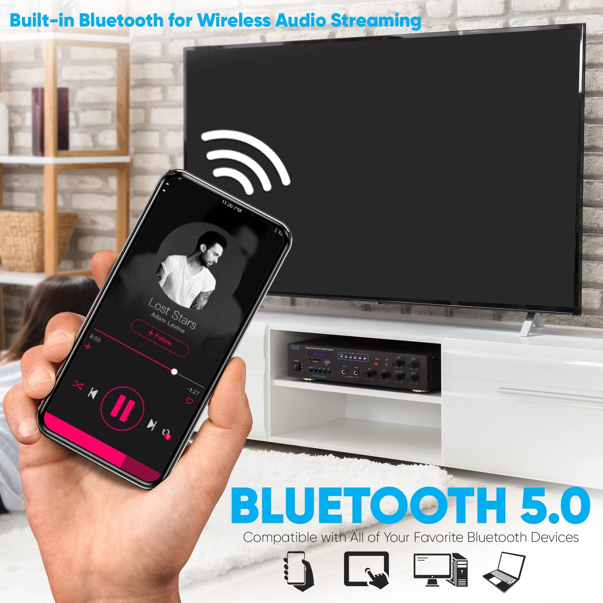 Pyle Bluetooth Compact PA Speaker & Microphone Receiver Address Amplifier System