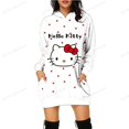 thumbnail image 3 of Vestido con capucha de HELLO KITTY para mujer, vestido ajustado a la moda para otoño, vestido informal con capucha y bolsillos, minivestido, 3 of 5