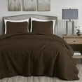 thumbnail image 2 of Chezmoi Collection Austin King Oversized Bedspread Set, 3-Piece Lightweight Microfiber Quilted Coverlet for All Seasons, Chocolate, 2 of 9