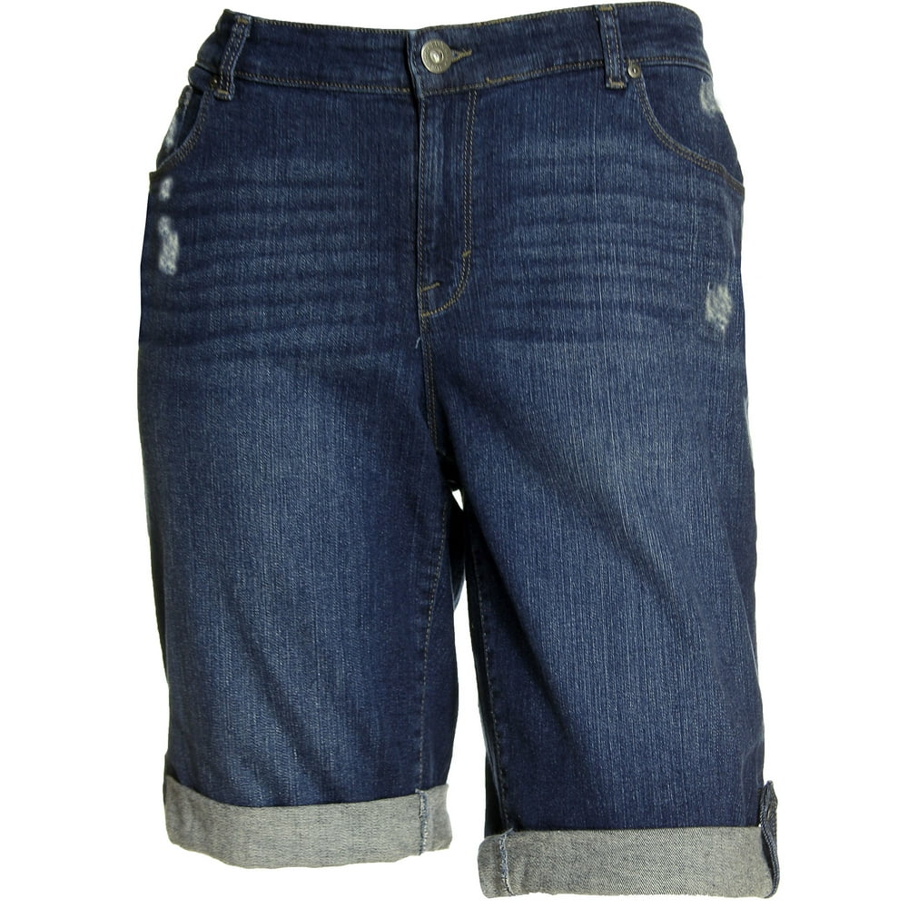 distressed bermuda jean shorts