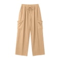 thumbnail image 5 of Xdegoge Drawstring Wide Leg Cargo Pants for Women Relaxed Fit Lounge Trousers with Side Flap Pockets Casual Comfy Breathable Everyday Bottoms, 5 of 5