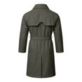 thumbnail image 5 of Mens Trench Coat Double Windbreaker Overcoat Notched Lapel Long Jacket Overcoat Fall Winter Business Long Jacket Army Green XL, 5 of 5