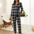 thumbnail image 2 of Womens Pajama Sets Cozy Pajama Long Sleeve Cardigan Plaid Fall Winter Home Sleepwear Loungewear Nightwear Nightclothes Homewear, 2 of 4