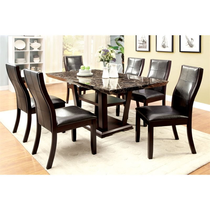 Furniture Of America Jacobo 7 Piece Wood Dining Room Set In Dark