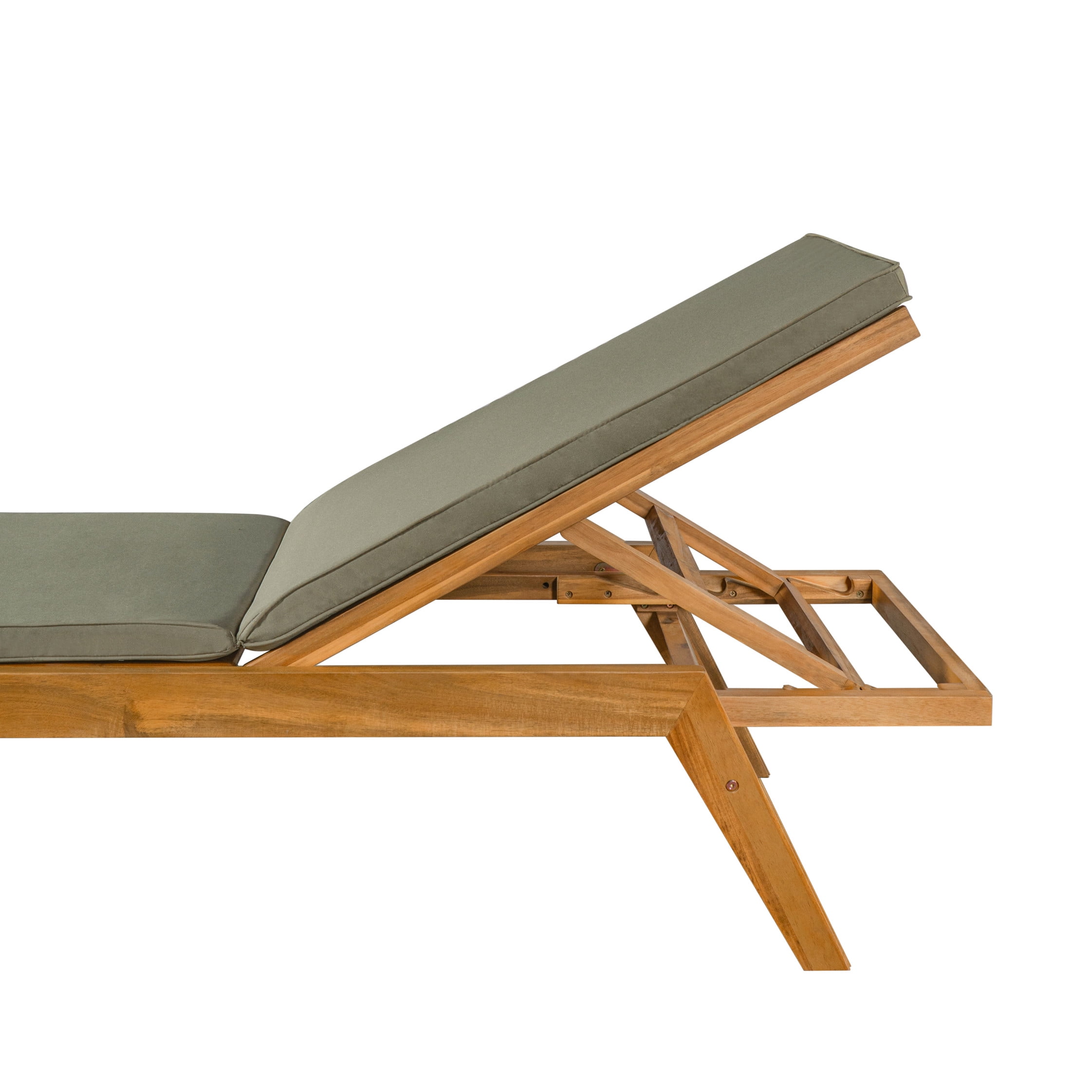 Christopher Knight Home Outdoor Acacia Wood Chaise Lounge with Adjustable Back, Teak+Green, Set of 4