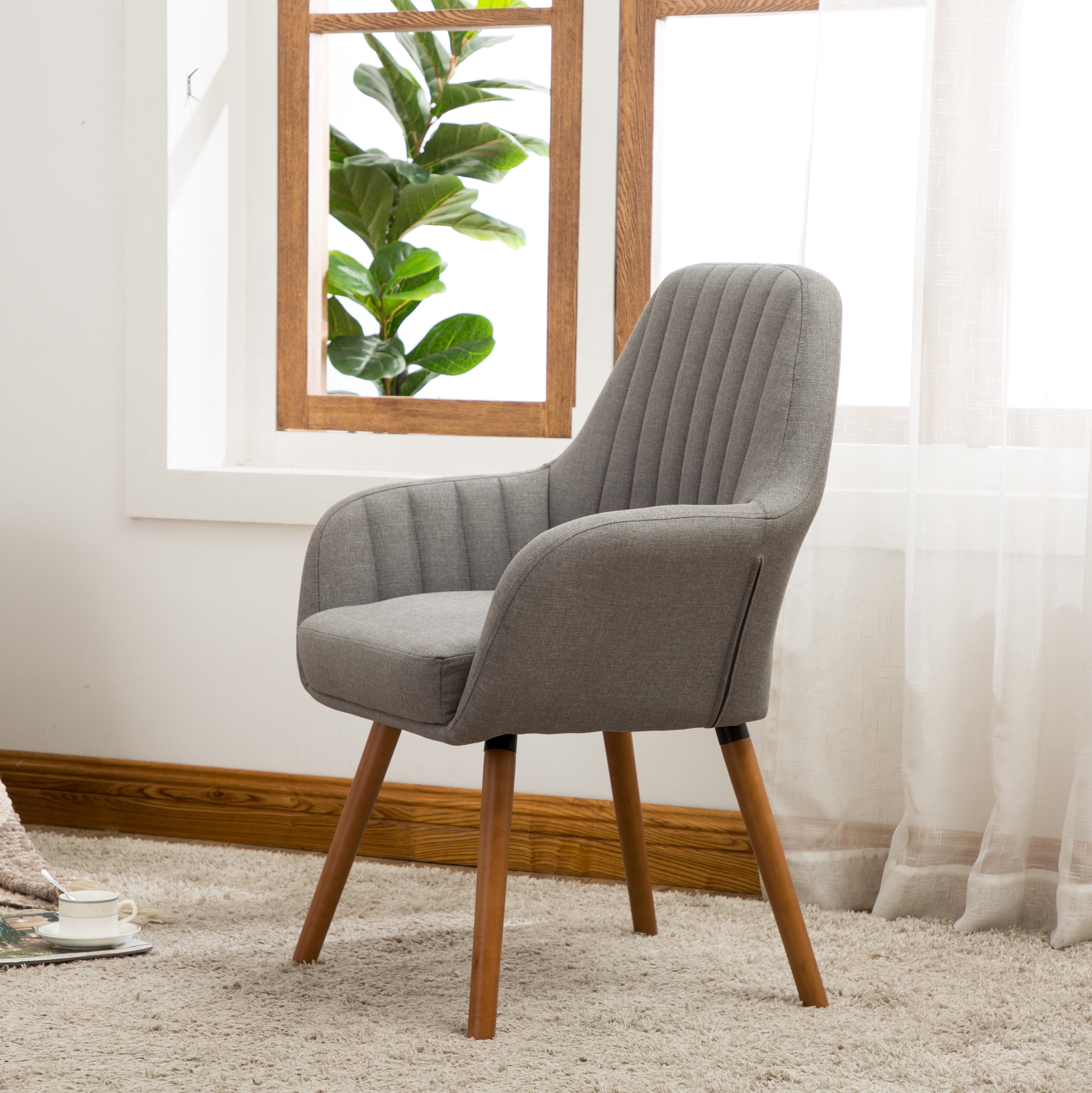 Roundhill Furniture Tuchico Contemporary Fabric Accent Chair in Gray