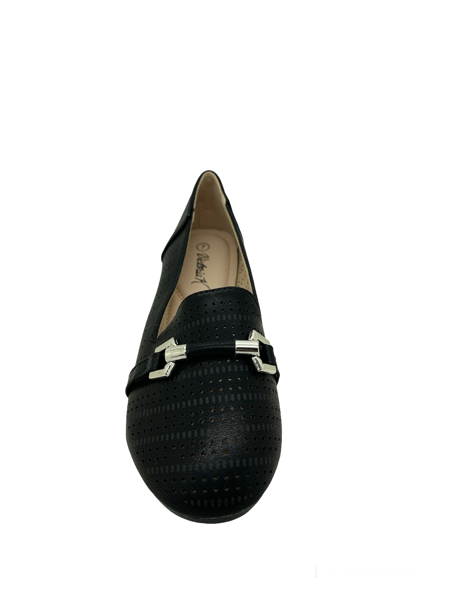 Victoria K Perforated Dot With Gold Ornament Ballerina Flats (Women)