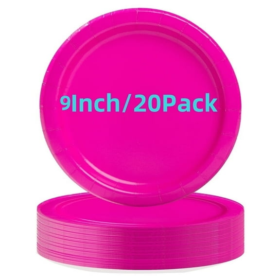 Pink Round Paper Plates - 7" (20 Pc) - Sturdy & Eco-Friendly Party Essentials - Perfect for Celebrations & Events